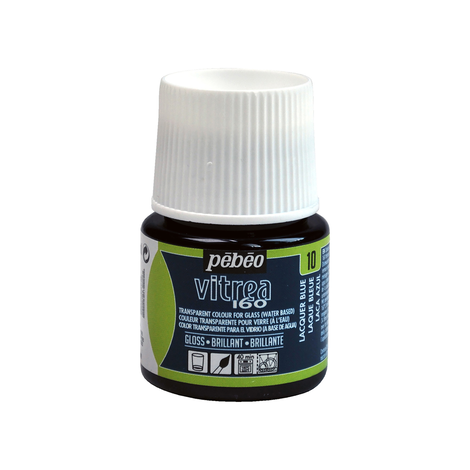 Farba witrażowa do szkła Pebeo Vitrea 160 45ml, Niebieska/10 Glossy Lacquer Blue
